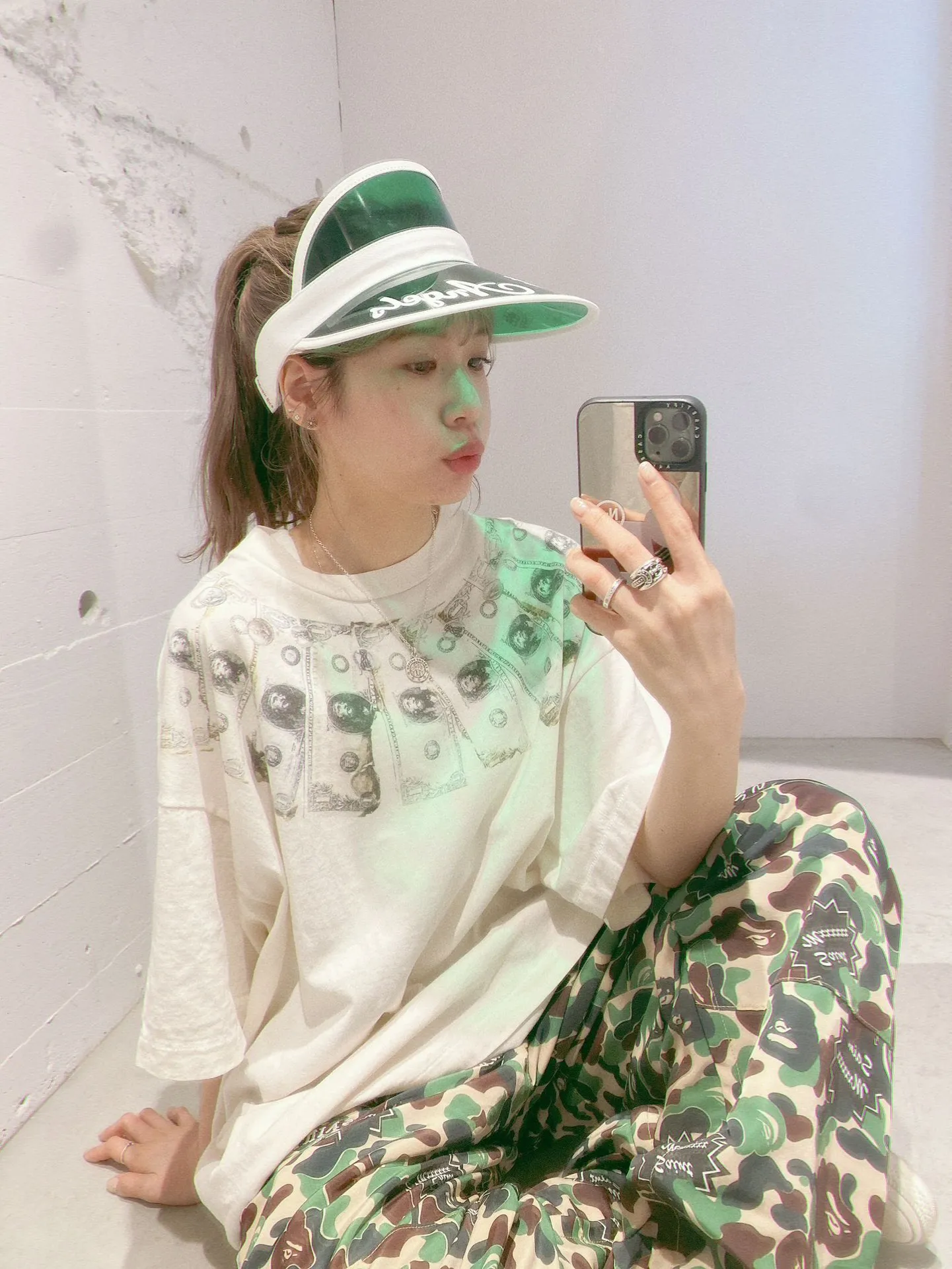 SAINT Mxxxxxx MONEY TEE/WHT dollar necklace, retro short-sleeved, off-white S-XL, ready-to-wear, washed and distressed, authentic level printing, correct accessories/with little angel logo
